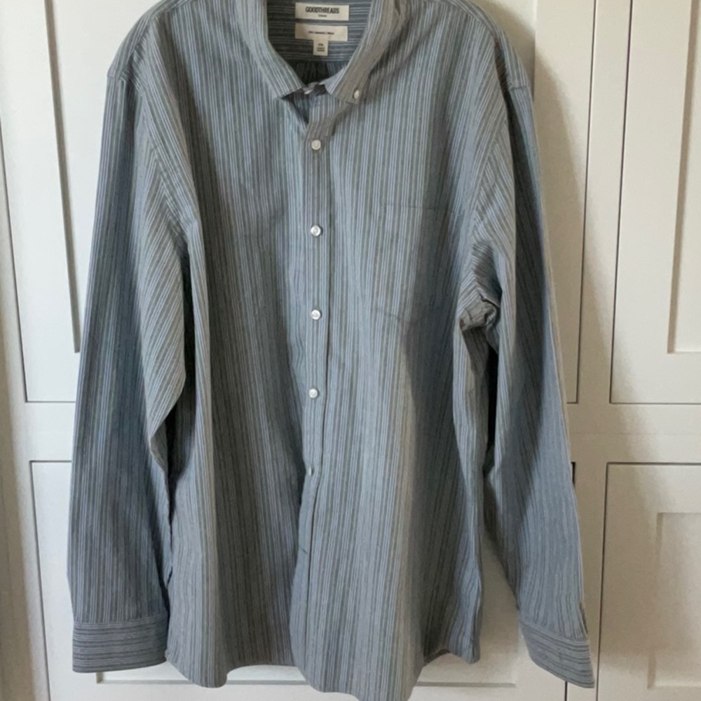 Goodthreads Green and Blue Stripe Casual Button Down Shirt